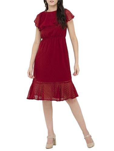 Dobby cape sleeved dress - 15341970 - Very Small Image - 1