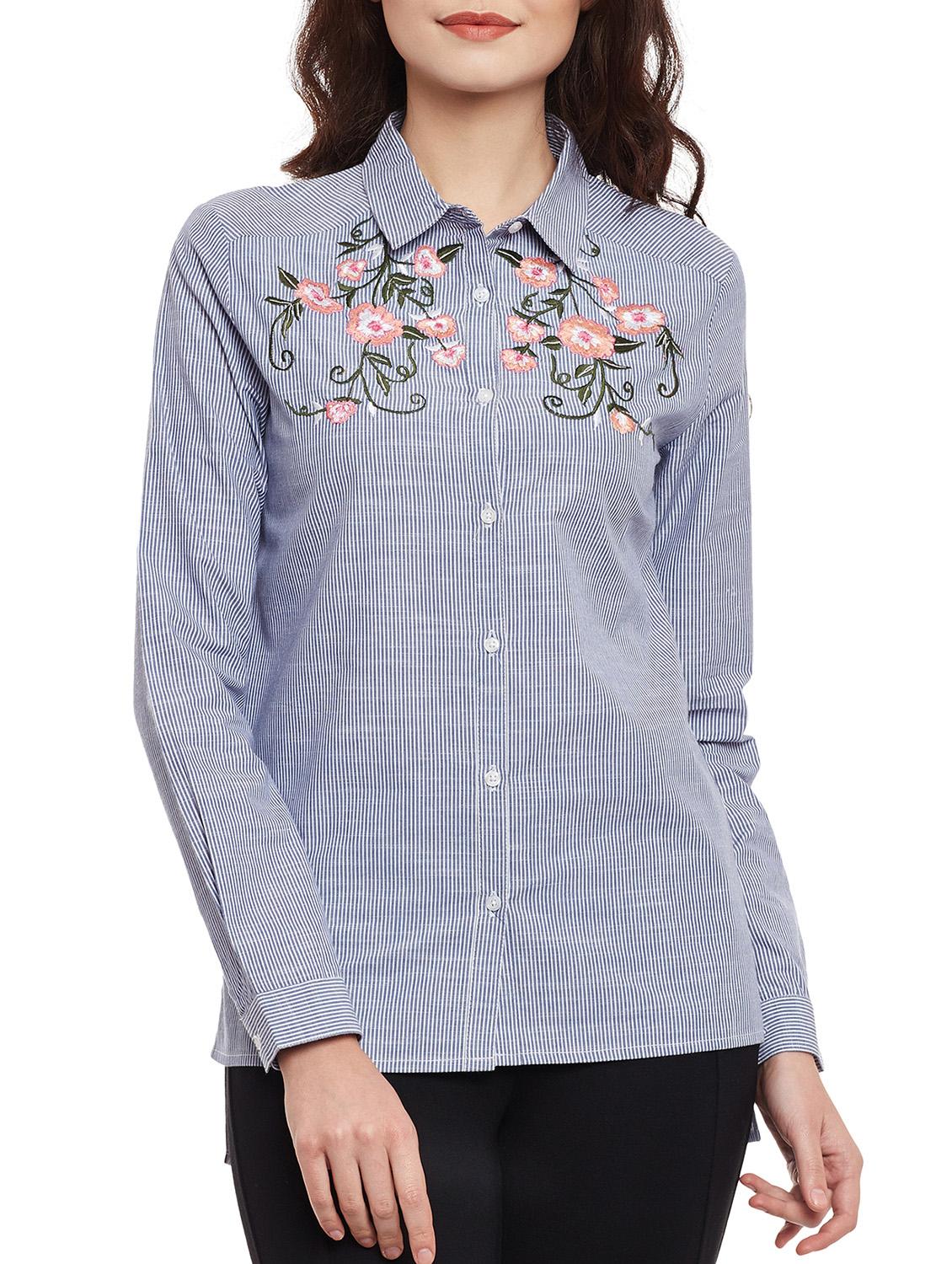 Floral embroidered yoke shirt - 15341973 - Zoom Image - 1