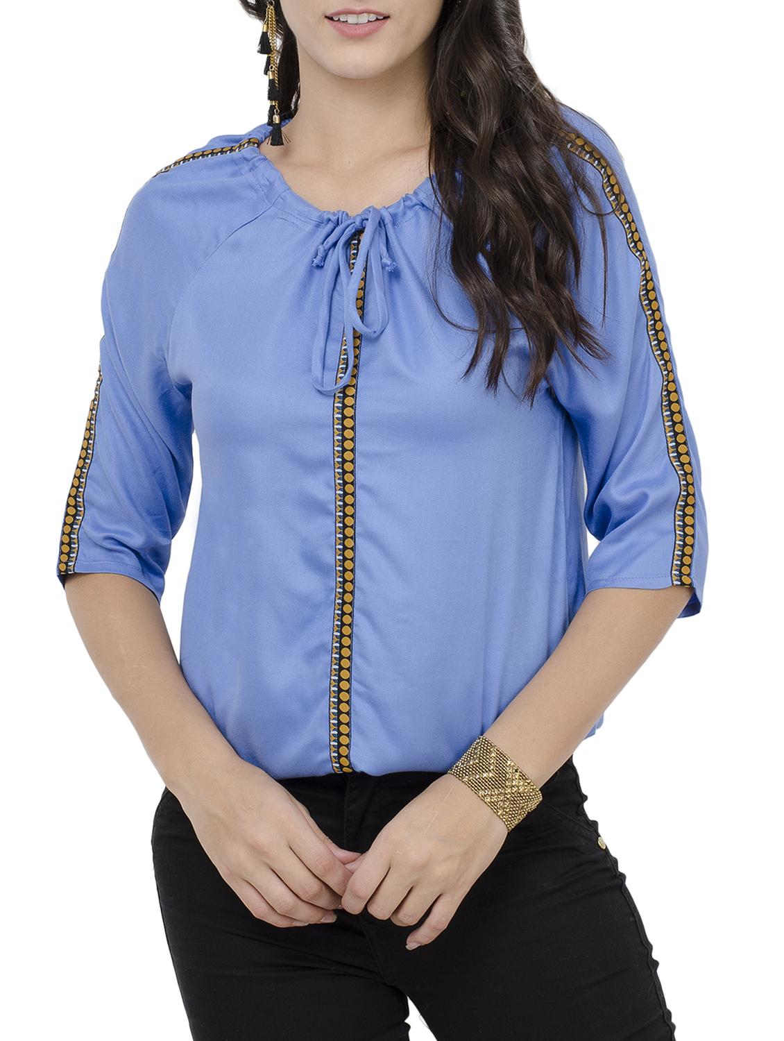 Lace trim detail blouson top - 15341977 - Zoom Image - 1