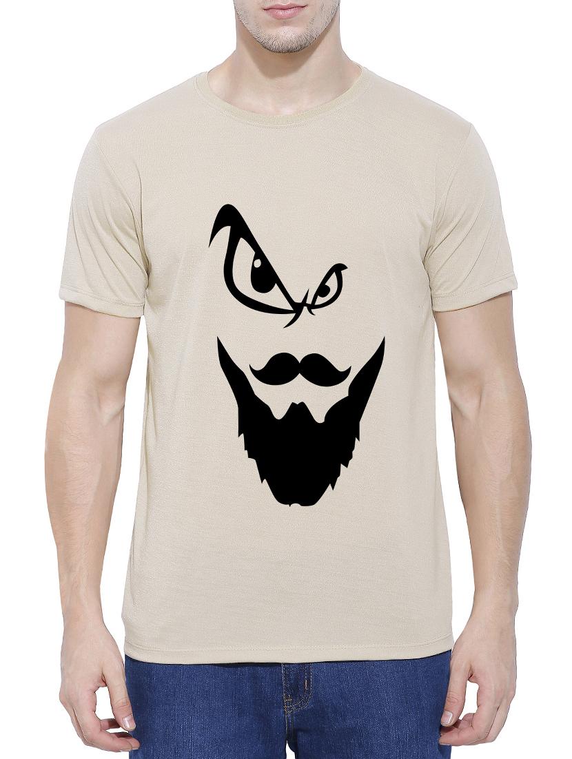 beige cotton blend chest print t-shirt - 15342023 - Zoom Image - 1