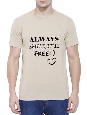 beige cotton chest print t-shirt - 15342048 - Standard Image - 1
