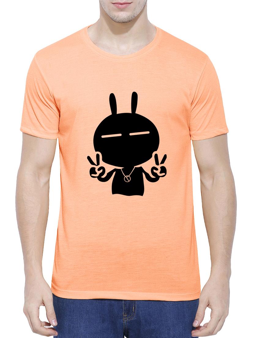 orange cotton blend chest print tshirt - 15342067 - Zoom Image - 1
