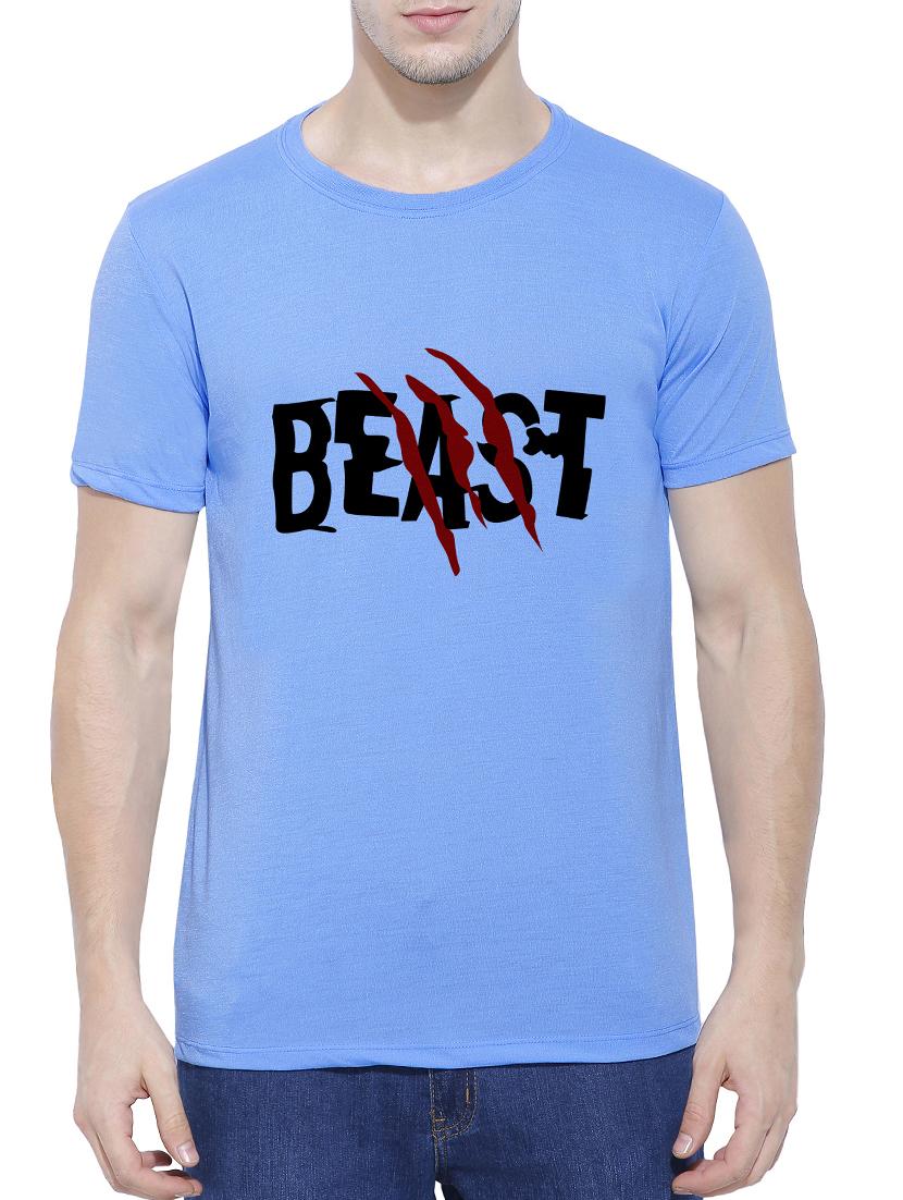 blue cotton blend chest print tshirt - 15342094 - Zoom Image - 1