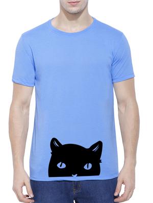 blue cotton blend front print t-shirt - 15342114 - Standard Image - 1