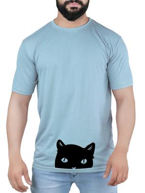 blue cotton blend front print t-shirt - 15342116 - Standard Image - 1