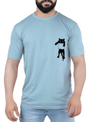 blue cotton blend chest print t-shirt - 15342121 - Standard Image - 1