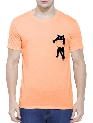 orange cotton blend chest print tshirt - 15342122 - Standard Image - 1