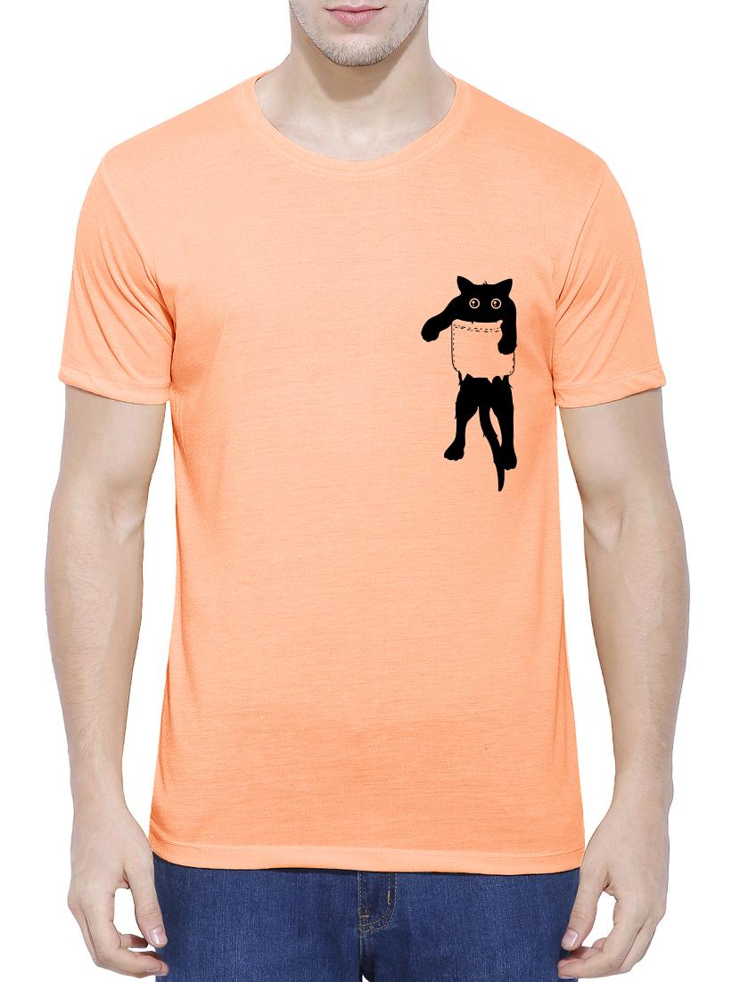 orange cotton blend chest print tshirt - 15342122 - Zoom Image - 1