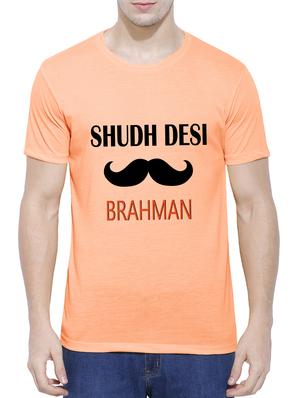 orange cotton blend chest print tshirt - 15342137 - Standard Image - 1
