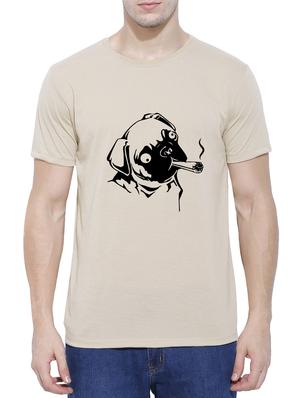 beige cotton blend chest print t-shirt - 15342138 - Standard Image - 1