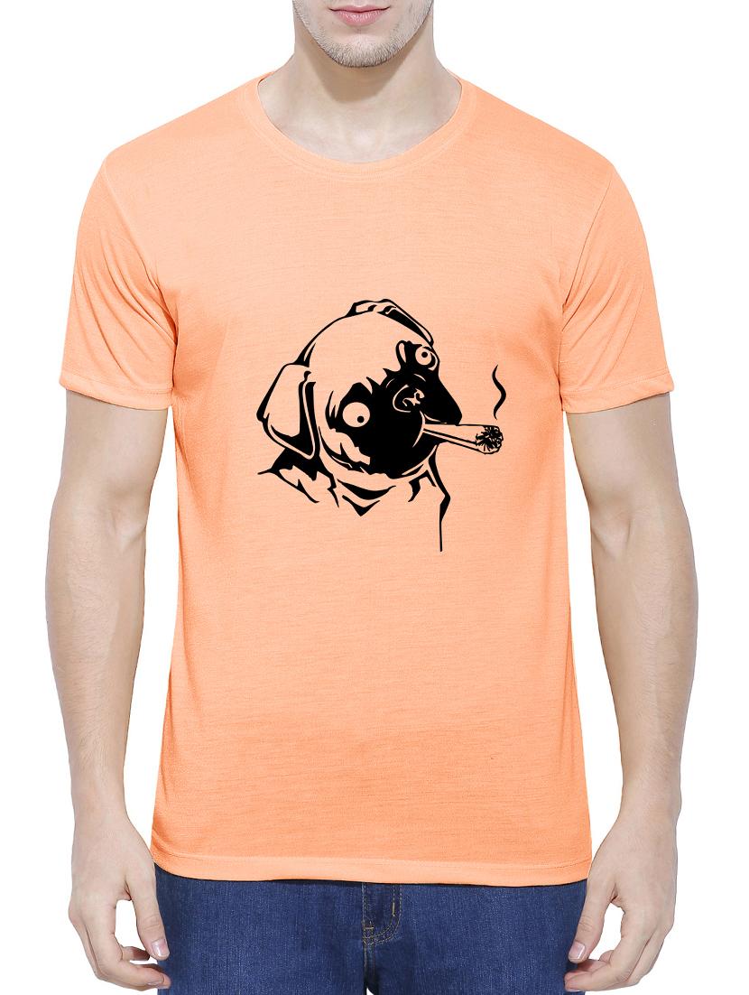 orange cotton blend chest print tshirt - 15342142 - Zoom Image - 1