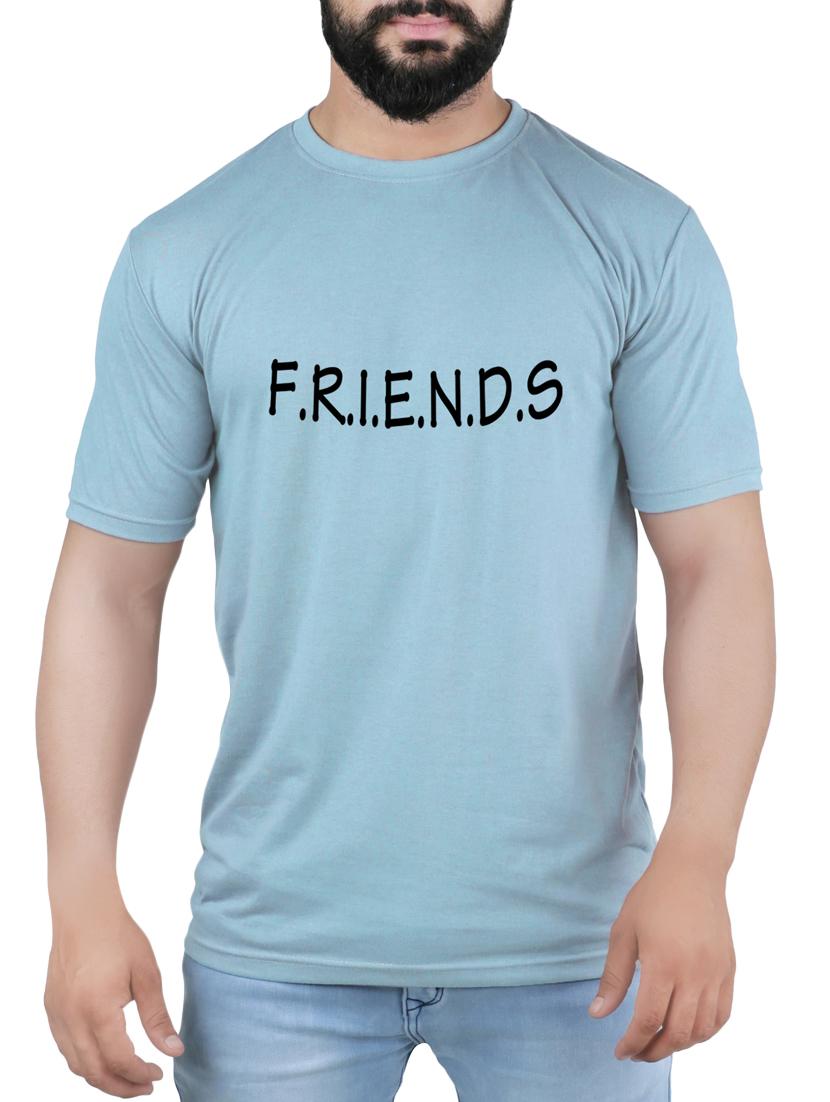 blue cotton blend chest print t-shirt - 15342146 - Zoom Image - 1