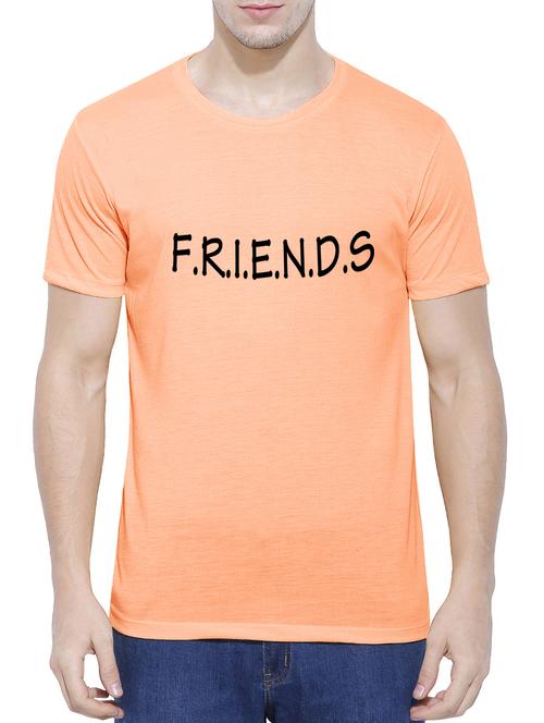 orange cotton blend chest print tshirt - 15342147 - Standard Image - 1