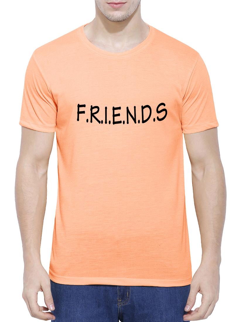orange cotton blend chest print tshirt - 15342147 - Zoom Image - 1