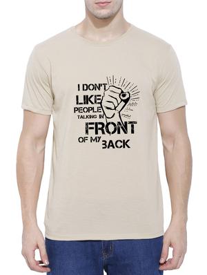 beige cotton blend chest print t-shirt - 15342148 - Standard Image - 1