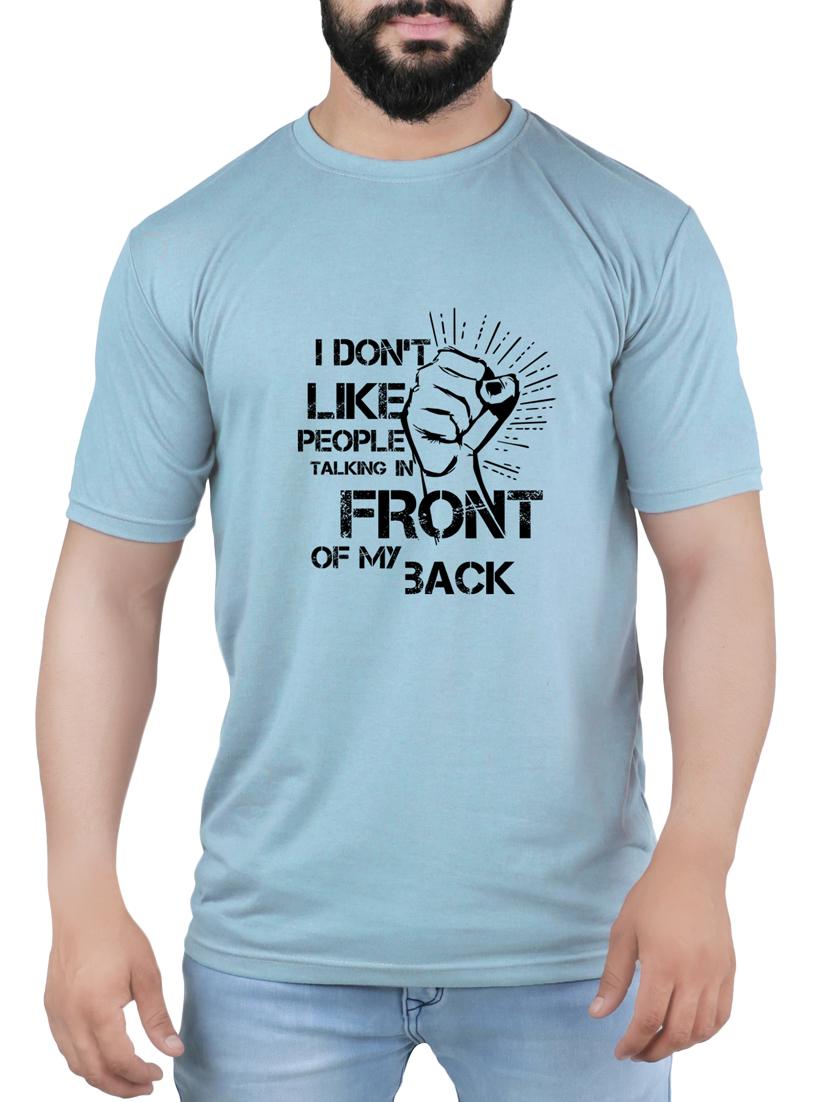 blue cotton chest print t-shirt - 15342151 - Zoom Image - 1
