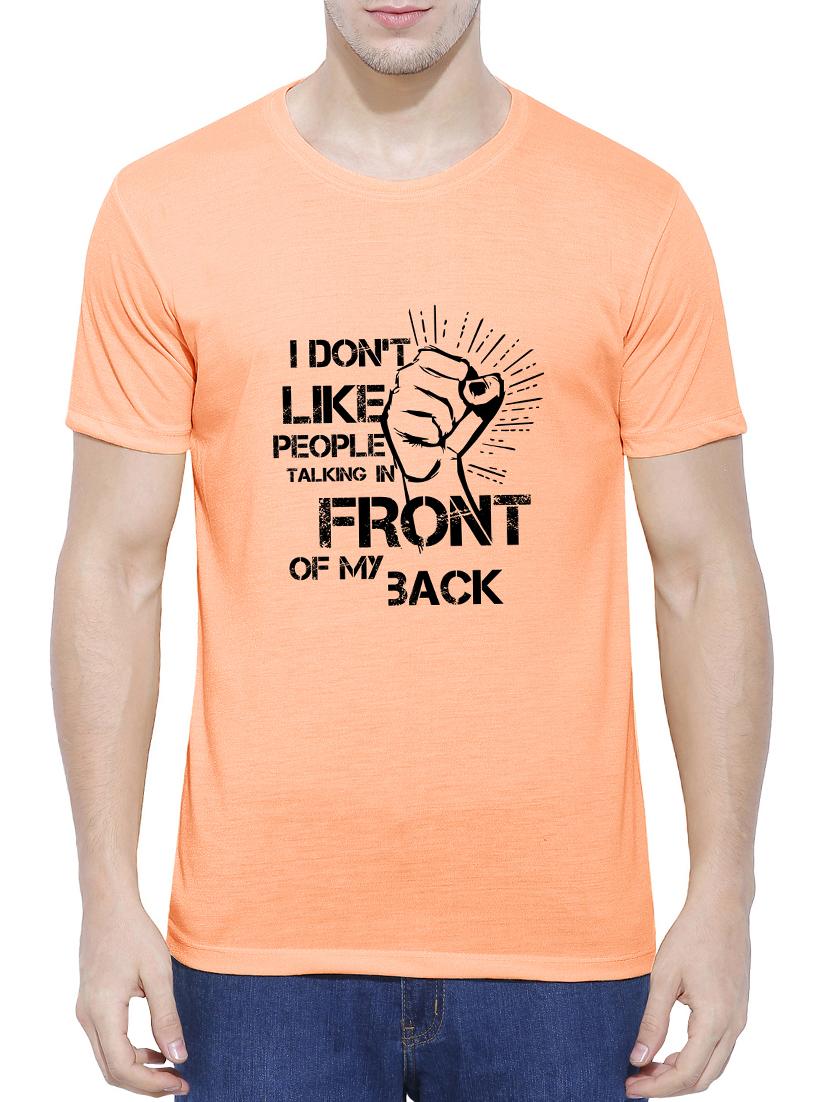 orange cotton blend chest print tshirt - 15342152 - Zoom Image - 1