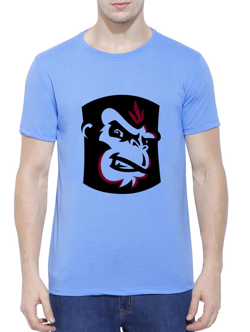 blue cotton blend chest print tshirt - 15342159 - Zoom Image - 1