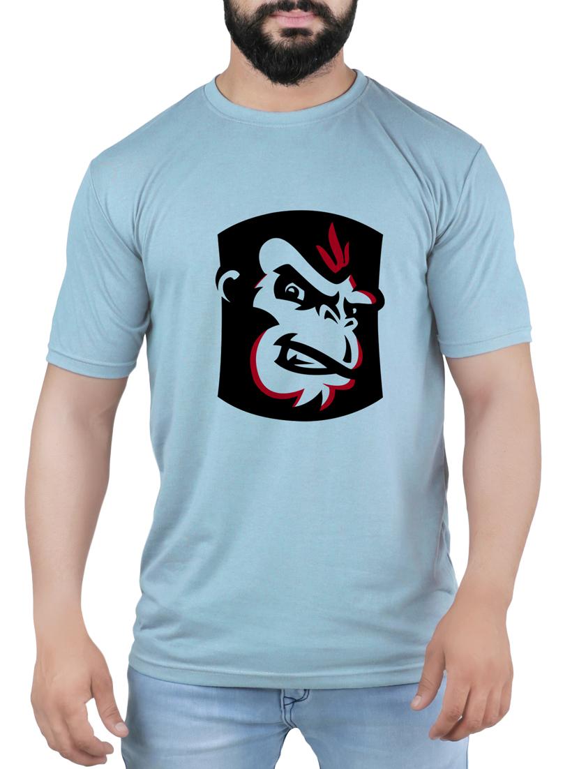 blue cotton blend chest print t-shirt - 15342161 - Zoom Image - 1