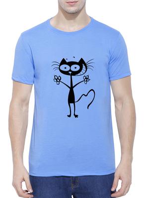 blue cotton blend chest print tshirt - 15342169 - Standard Image - 1
