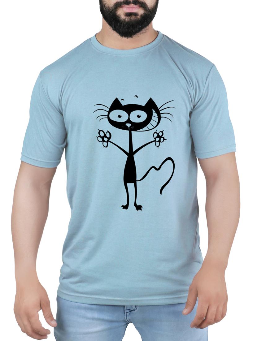blue cotton chest print t-shirt - 15342171 - Zoom Image - 1