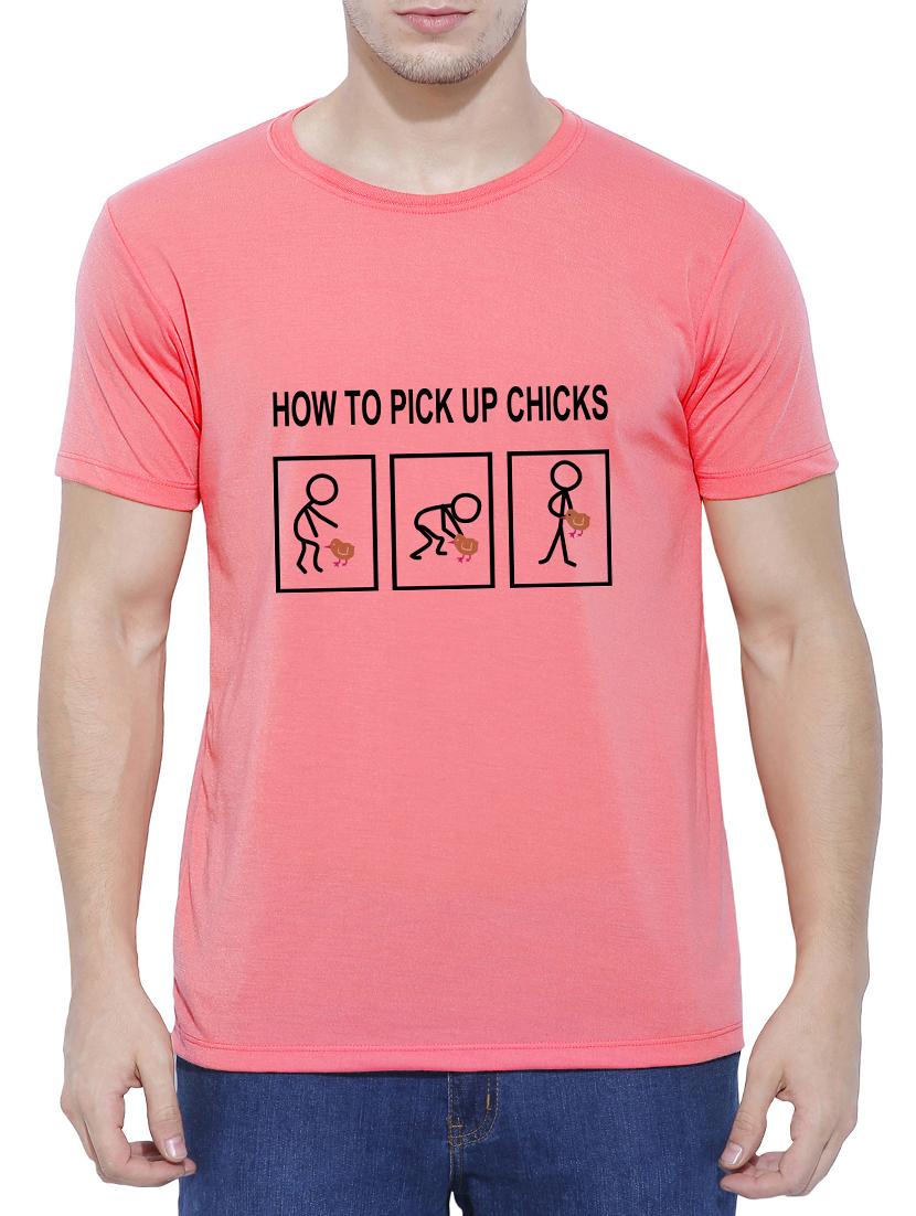 pink cotton blend chest print t-shirt - 15342175 - Zoom Image - 1