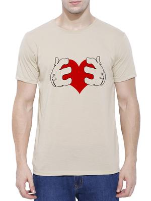 beige cotton blend chest print t-shirt - 15342178 - Standard Image - 1