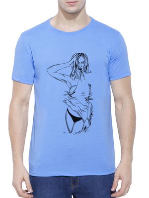 blue cotton blend chest print tshirt - 15342184 - Standard Image - 1