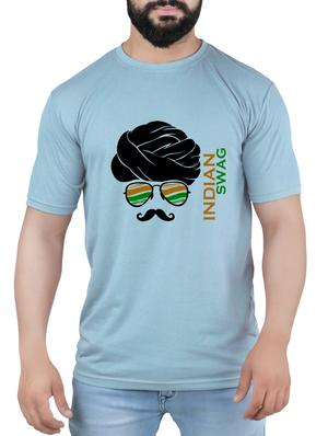 blue cotton chest print t-shirt - 15342191 - Standard Image - 1