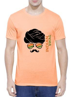 orange cotton blend chest print tshirt - 15342192 - Standard Image - 1