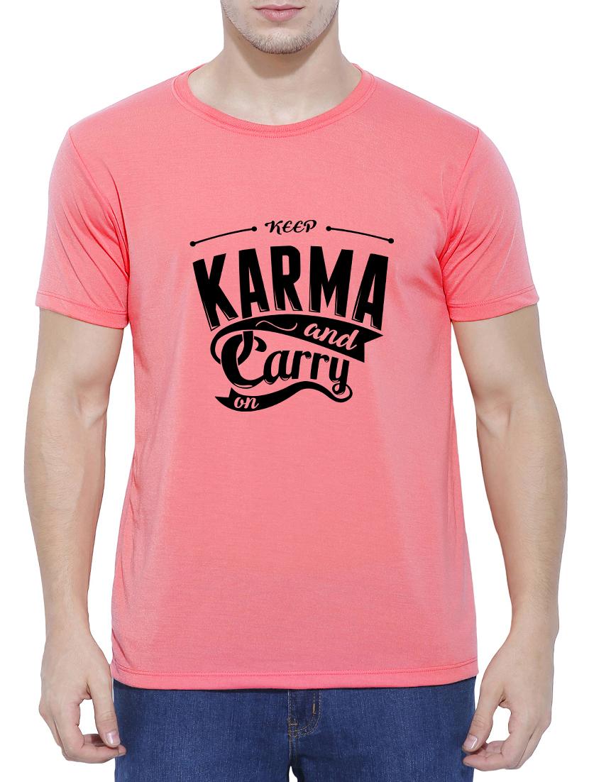 pink cotton chest print t-shirt - 15342200 - Zoom Image - 1