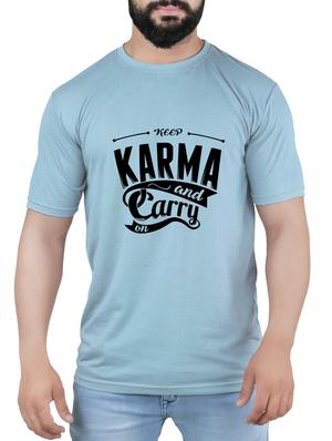 blue cotton chest print t-shirt - 15342201 - Standard Image - 1