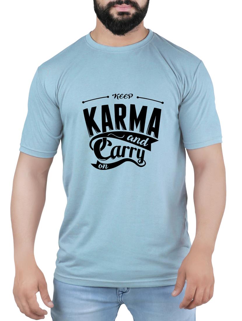 blue cotton chest print t-shirt - 15342201 - Zoom Image - 1