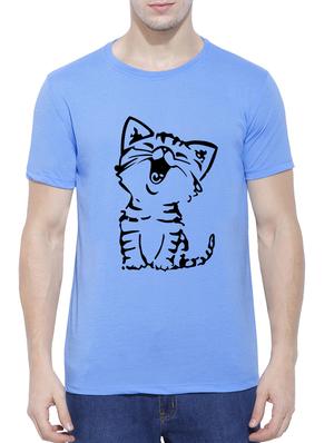 blue cotton blend chest print tshirt - 15342204 - Standard Image - 1