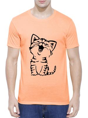 orange cotton blend chest print tshirt - 15342207 - Standard Image - 1