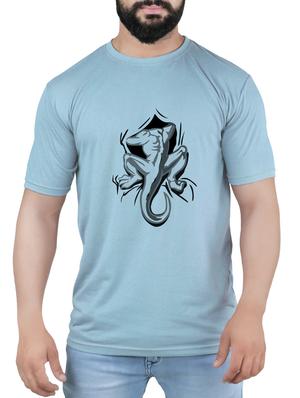 blue cotton chest print t-shirt - 15342211 - Standard Image - 1