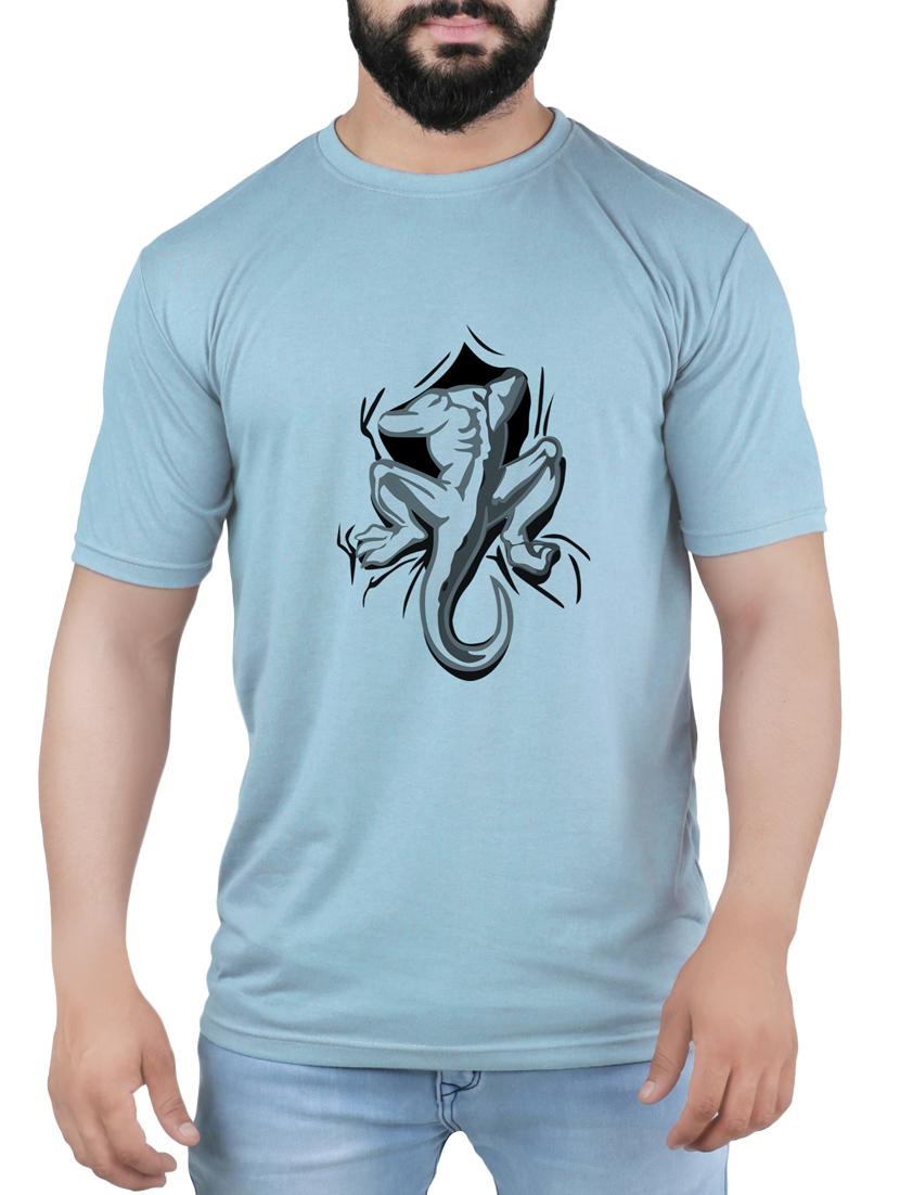 blue cotton chest print t-shirt - 15342211 - Zoom Image - 1