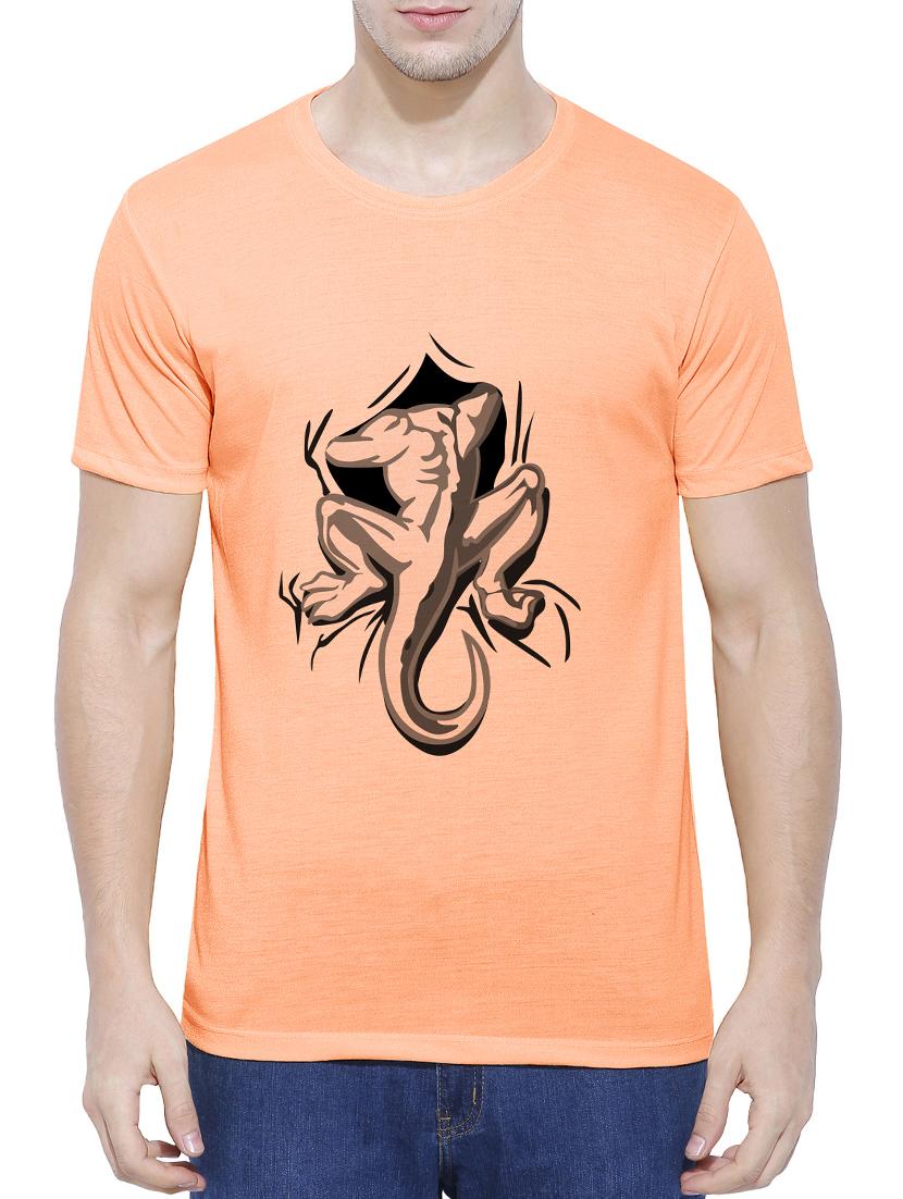 orange cotton blend chest print tshirt - 15342212 - Zoom Image - 1