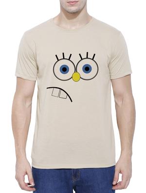 beige cotton blend chest print t-shirt - 15342213 - Standard Image - 1