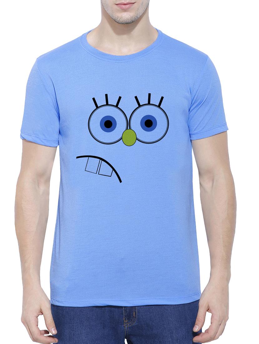 blue cotton blend chest print tshirt - 15342214 - Zoom Image - 1