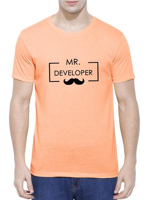 orange cotton blend chest print tshirt - 15342227 - Standard Image - 1