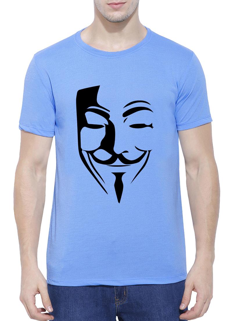 blue cotton blend chest print tshirt - 15342234 - Zoom Image - 1