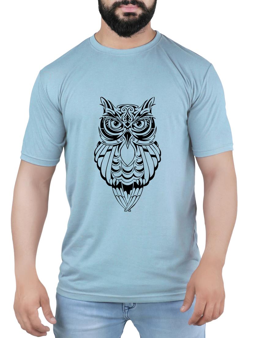blue cotton chest print t-shirt - 15342251 - Zoom Image - 1