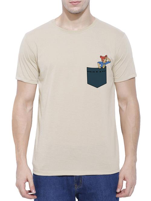 beige cotton blend character t-shirt - 15342258 - Standard Image - 1