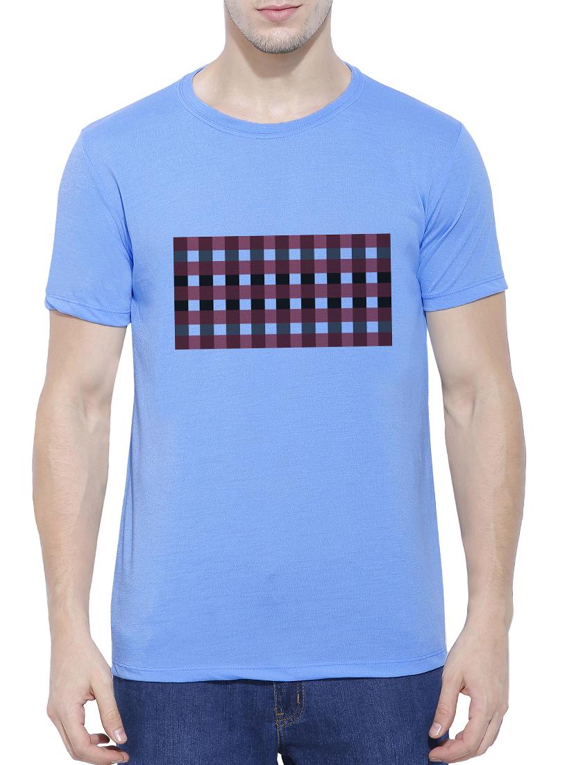 blue cotton blend chest print tshirt - 15342264 - Zoom Image - 1