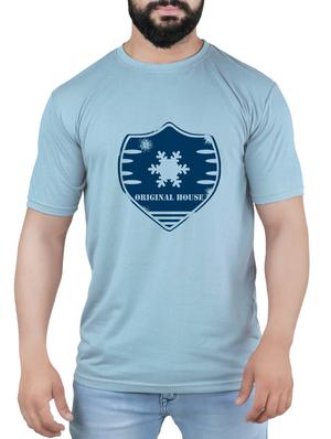 blue cotton chest print t-shirt - 15342271 - Standard Image - 1