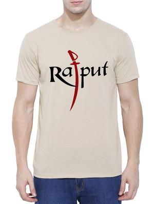 beige cotton blend chest print t-shirt - 15342273 - Standard Image - 1