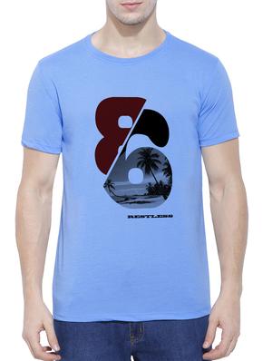 blue cotton blend chest print tshirt - 15342279 - Standard Image - 1