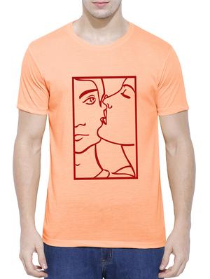 orange cotton blend chest print tshirt - 15342287 - Standard Image - 1