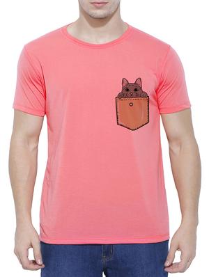pink cotton chest print t-shirt - 15342295 - Standard Image - 1